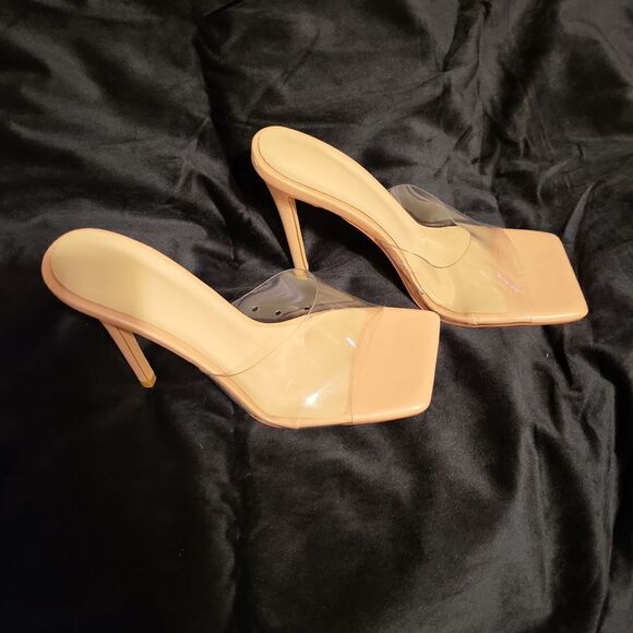 Square toe clear top,pink sole,4 ink high heels size 36, only been tried on, new - Picture 3 of 6